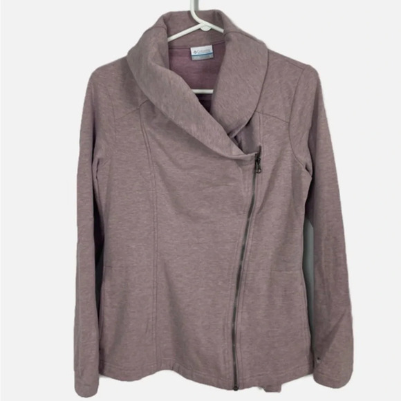 Columbia Women’s Full zip Asymmetrical  Sweater Jacket Heathered Mauve Small - Picture 9 of 9